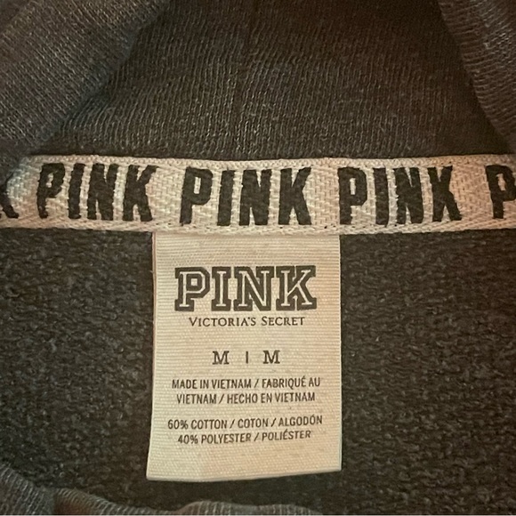 Victoria Secret Pink Sweatshirt Women Medium Gray Pullover Bling Cowl Neck Solid - Picture 3 of 6